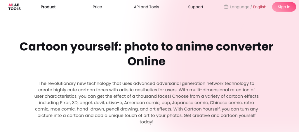 Convert Photos into Anime ailab tools